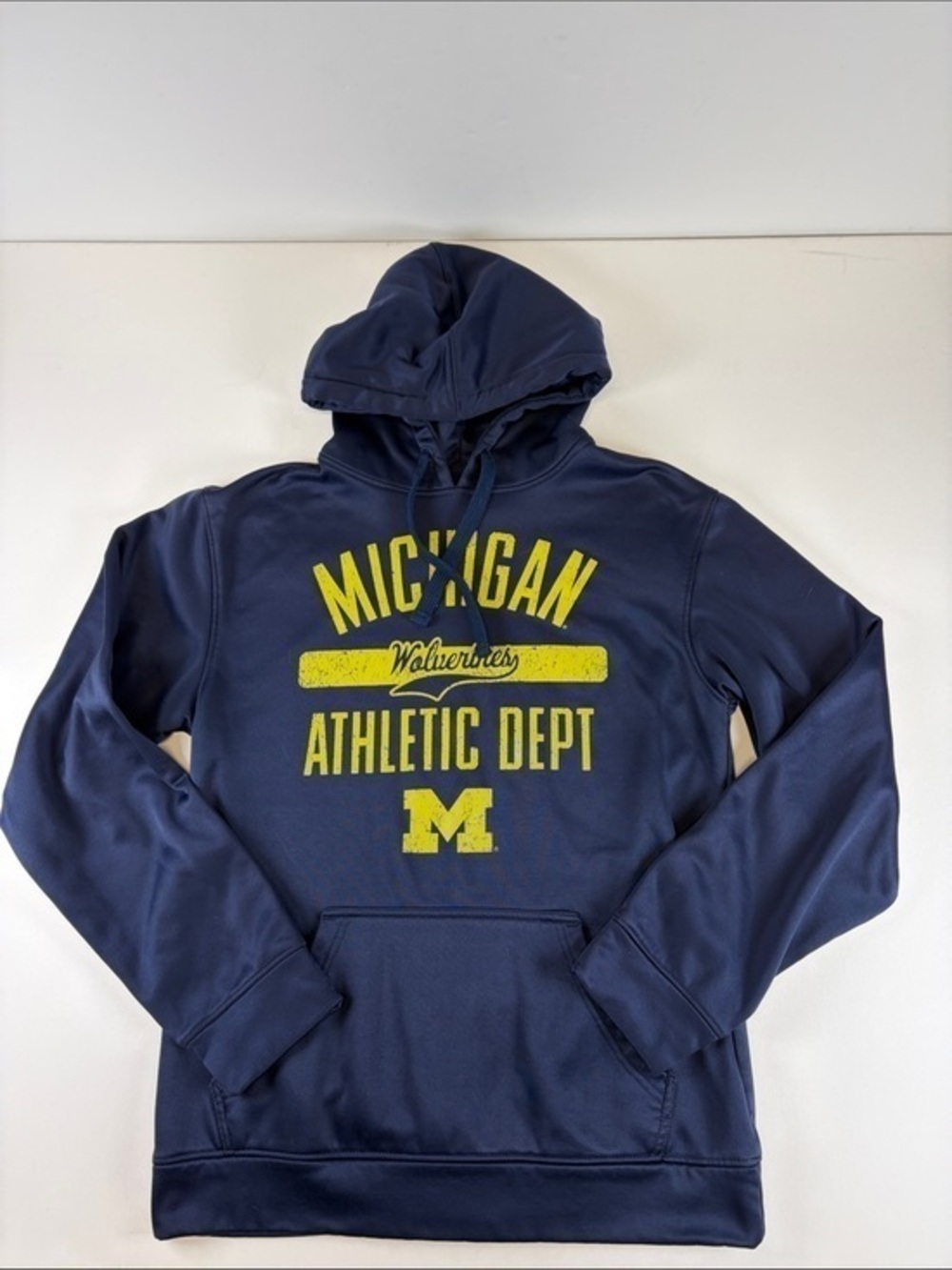 MICHIGAN WOLVERINES HOODIE WOMENS LARGE NAVY ATHLETIC DEPT PULLOVER